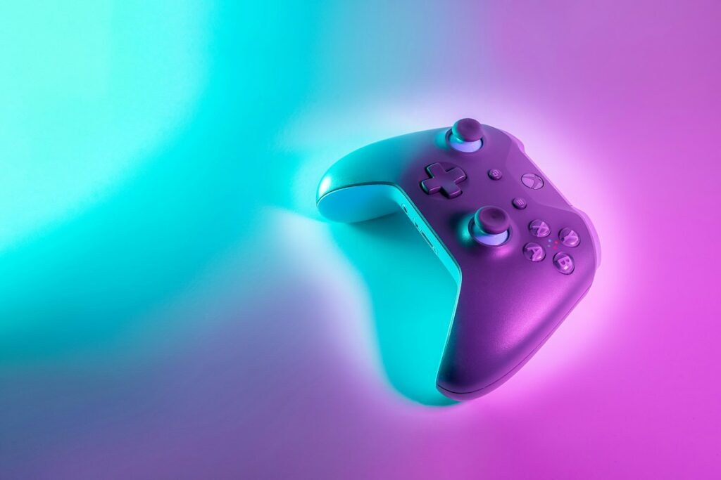 Controle de videogame sem fio com luz neon
